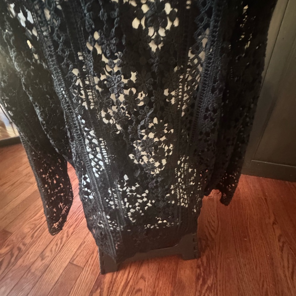 Womens black lace sheer blouse